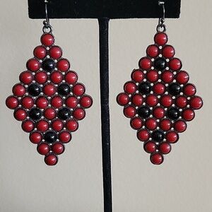 Black and red statement jewelry earrings